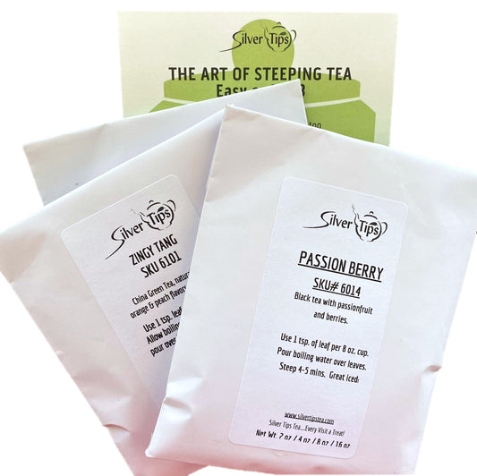 3 flavored tea samples, black and green