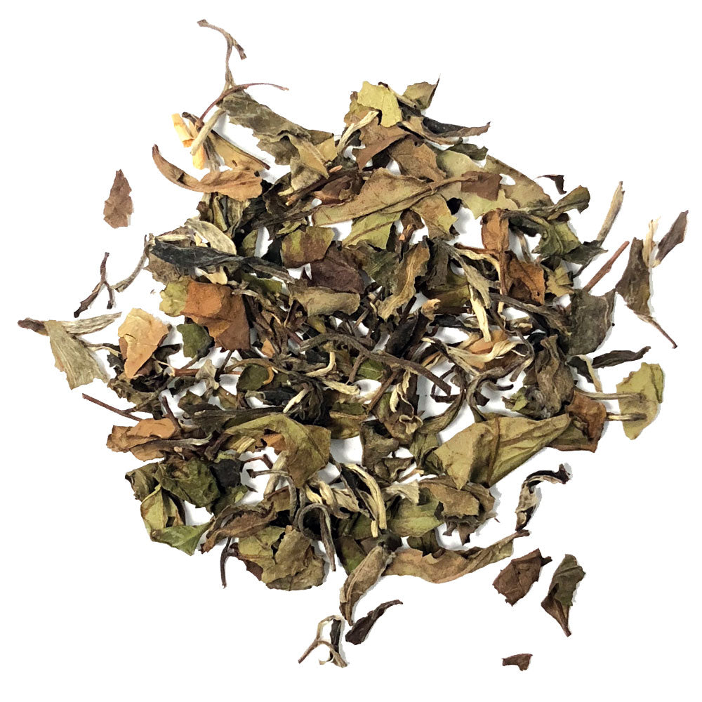 Moonlight & Melon - A blend of Organic China White (Pai Mu Tan/White Peony) with the fragrant, tropical essence of fresh melon - Silver Tips Tea's Organic Loose Leaf Tea