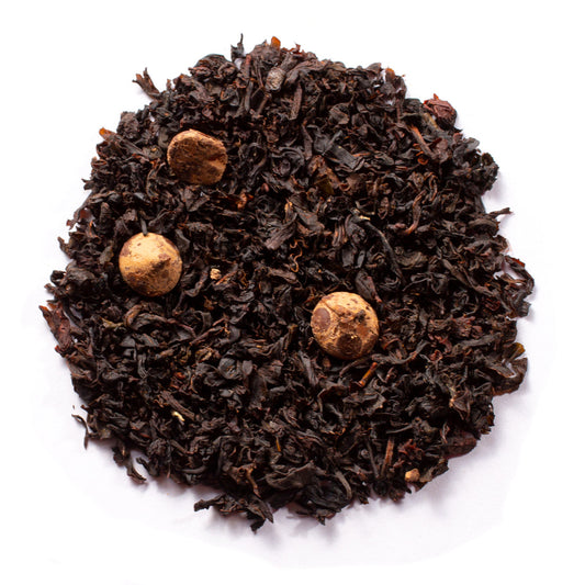 black tea with chocolate pieces and flavor