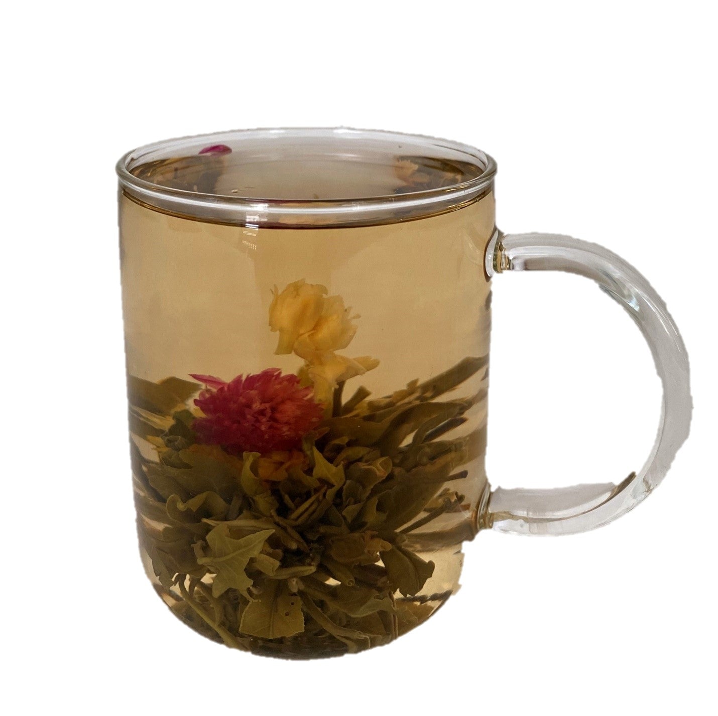 Jasmine flowering tea with pink and white flowers