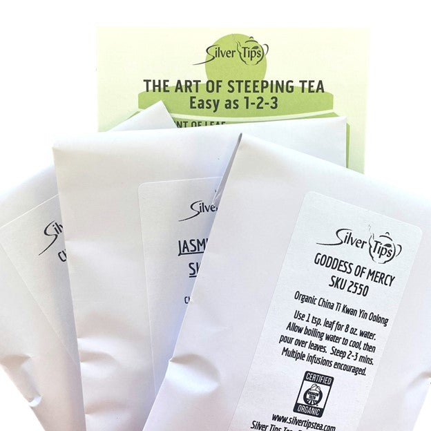 Pack of 3 tea samples, green and oolong teas