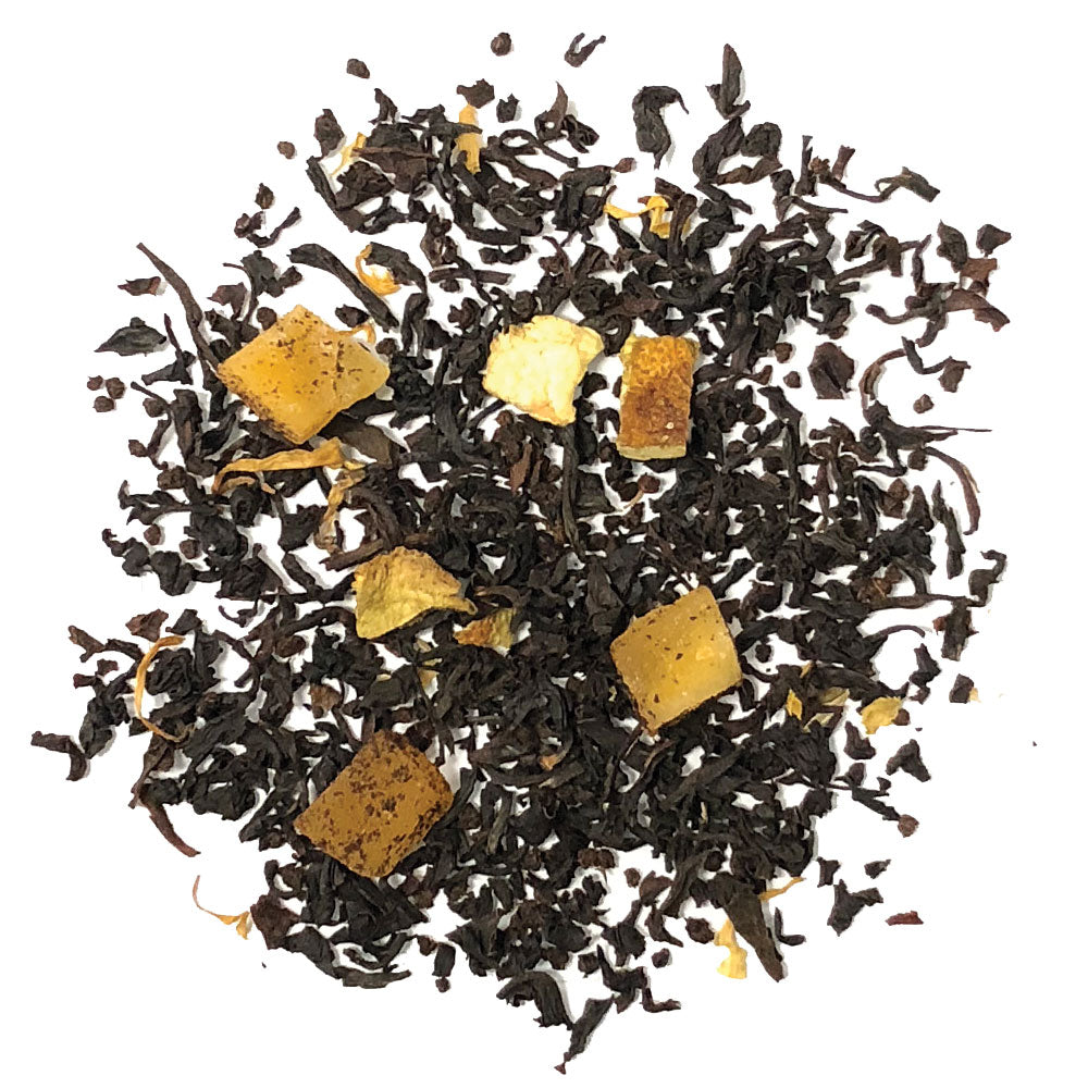 Tango Squeeze - A fruity blend of Black tea with Mango and the sweet and tart notes of Orange flavor and orange peel - Silver Tips Tea's Loose Leaf Tea