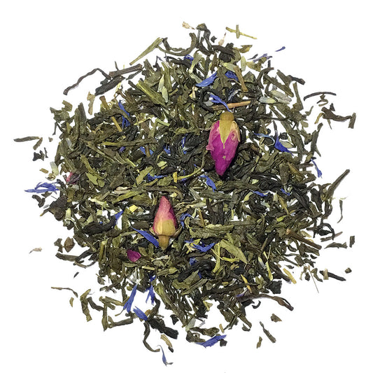 Secret Garden - Sencha, Jasmine, Lavender, Mint, flowers and peach/chocolate flavoring - Silver Tips Tea's Loose Leaf Tea