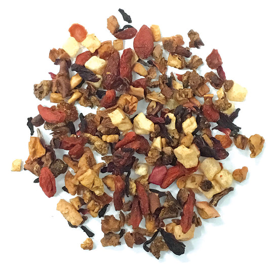 Wolfberry Melon - A pleasing, not-too-sweet Fruit tisane blend of gojiberry superfruit, pear, sweetened honeydew melon, apple, hibiscus, rosehips & flavoring - Silver Tips Tea's Loose Leaf Tea