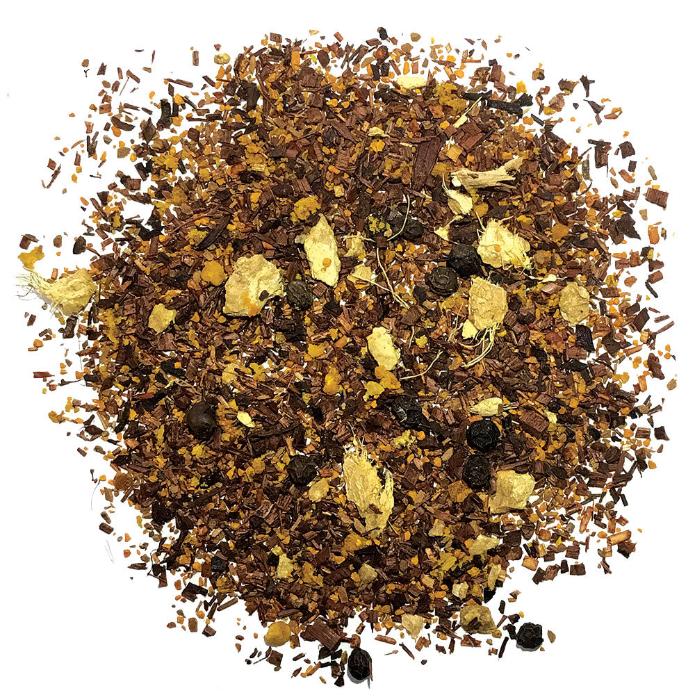 Organic Turmeric Relief - Herbal Blend and Rooibos with Turmeric, Cinnamon Chips and Honey Bee Pollen - Silver Tips Tea's Organic Loose Leaf Tea
