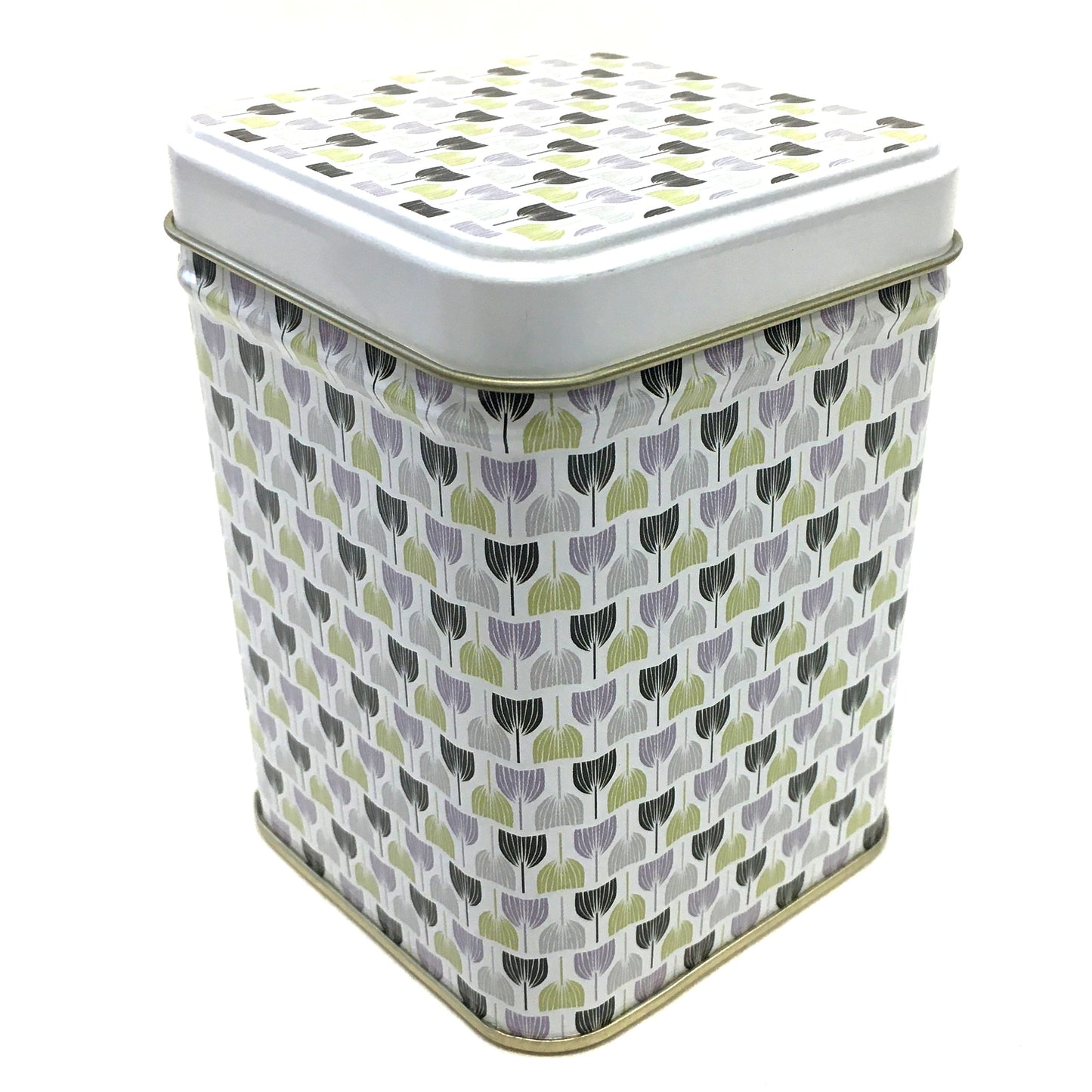 CANISTER WITH TULIP PATTERN APPROX. 4 OZ CAPACITY